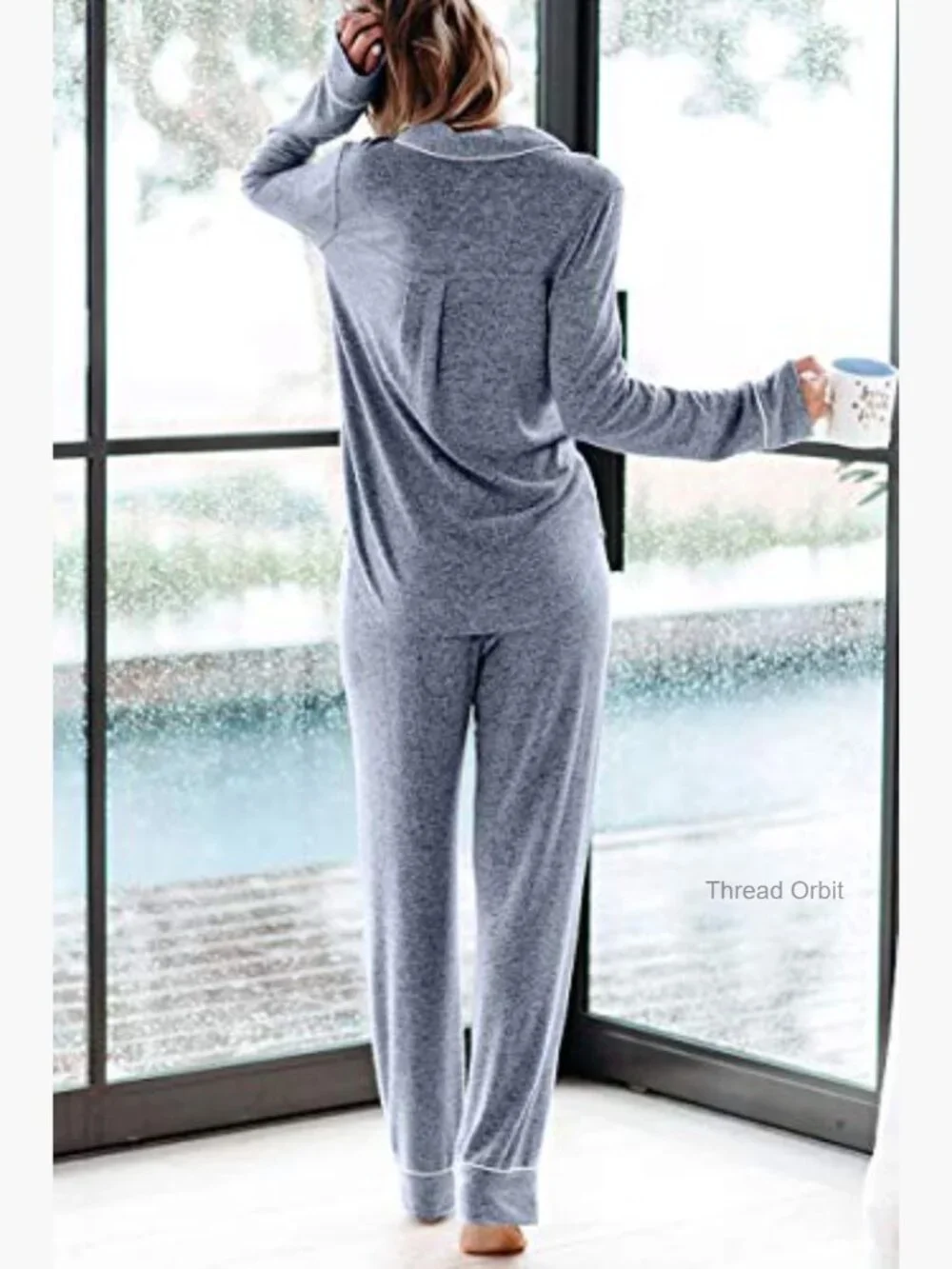 Women's Long Sleeve Button Down Pajama Set Modal Blend Soft Lounge Wear